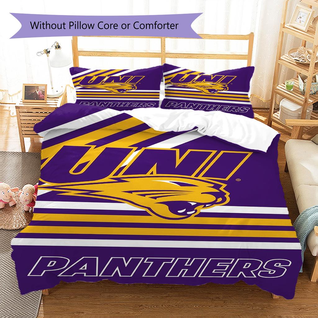 Northern Iowa Panthers Pattern Bedding Set Quilt Cover Pillowcase Home Decor Gift (1 * Duvet Cover + 2 * Pillowcase, Without Core)