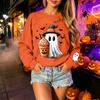 Unisex Halloween Print Long Sleeve Neck Pullover Sweatshirt, Lightweight Casual Top for Men and Women