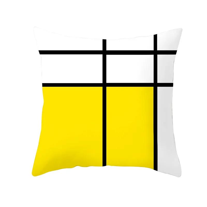 Lemon Pineapple Cushion Cover 45x45cm Summer Yellow Pillow Case Sofa Decoration Pillow Cover Geometric Striped Throw Pillowcase