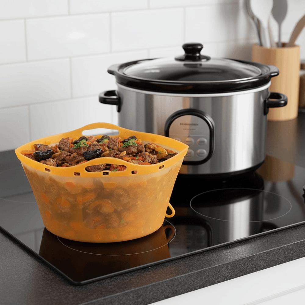 Leak-proof Silicone Slow Cooker Liner Hear-Resistant Slow Cooking Pot Liner  For  6-10 QT Pot