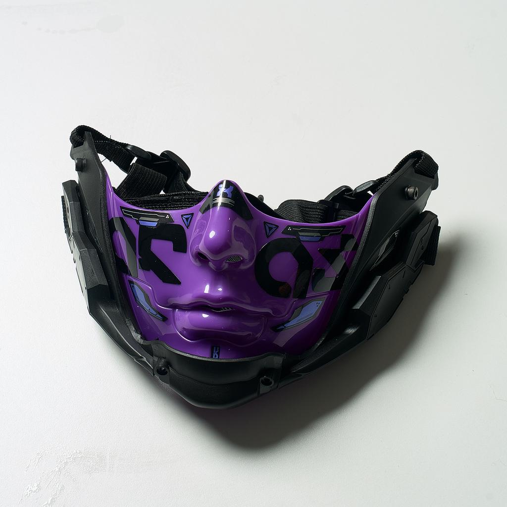 Masque de Moitié Cyberpunk 5 Couleurs Style Mecha Masque d'Halloween Cosplay Sangle Réglable Confort Respirant Couvre-Visage de Fête