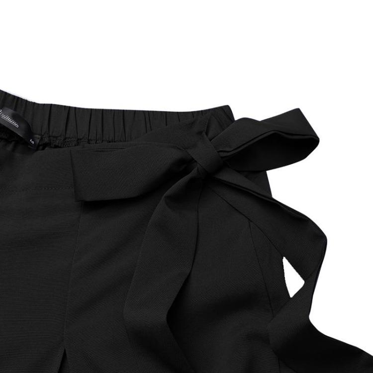 Womens Loose Wide Leg Pants Casual Elastic Culottes Spring Summer Lace Up Multi Size Optional