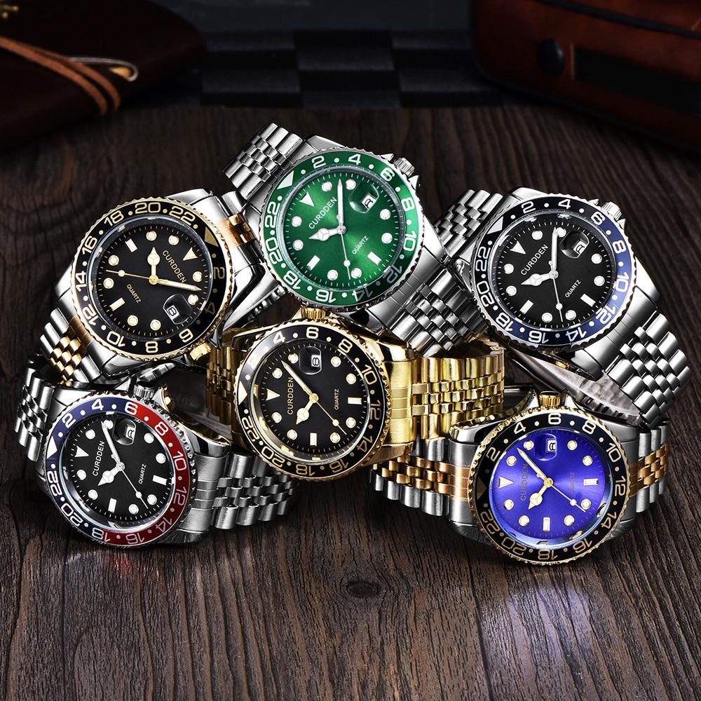 Men's Hip-Hop Style Steel Band Sea-Dweller Calendar Quartz Watch