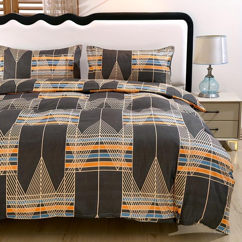 3pcs Polyester Printed Floral Soft Skin-Friendly Quilt Cover Three-Piece Set (One Quilt Cover Plus Two Pillowcases) Suitable