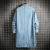 Men's Spring and Autumn Knee-length Denim Trench Coat Solid Color Plus Size Commuter Jacket