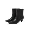 Leather Niche French Thin Boots Small Square Head Thin Heel Small Naked Boots Women's 2025 Autumn and Winter Versatile Cat and Short Boots Women's 