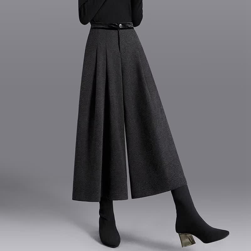 Shechi Women's High-Waist Draped Wool-Blend Wide-Leg Culottes