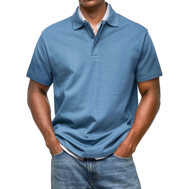 Mens Casual Solid Color Short Sleeve Polo Shirt