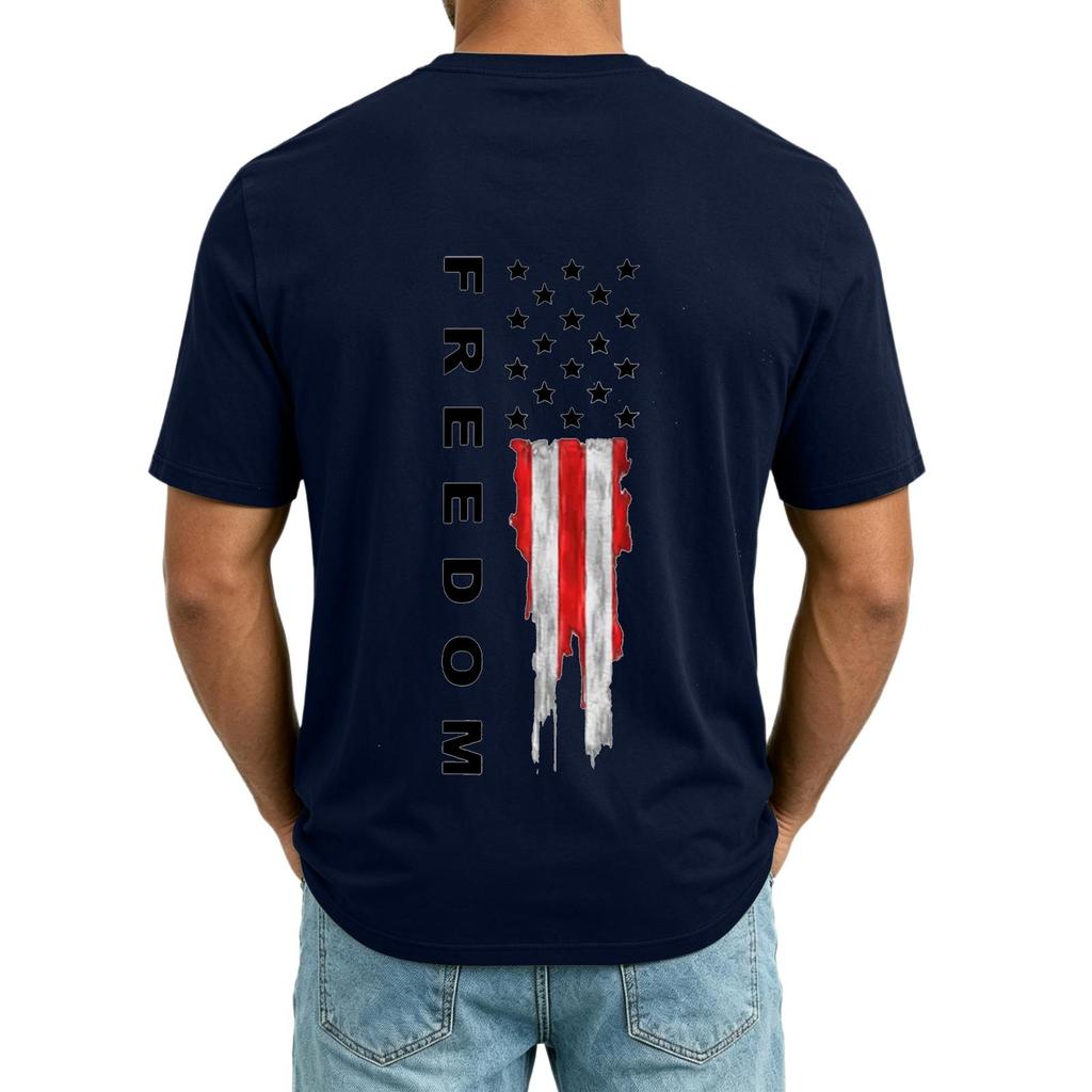 Men's V Neck Short Sleeve Casual Shirt with USA Print Pocket Design Lightweight Summer Top Comfortable Fit