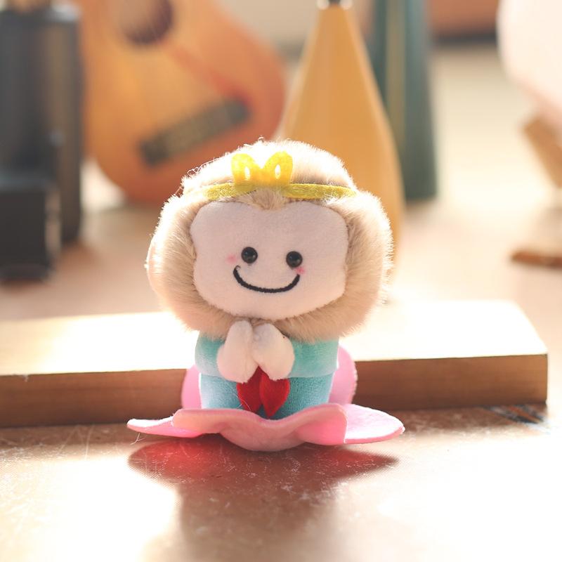 Cute Cute Wukong Lotus Little Monkey Pendant Plush Toy Doll Cartoon Bag Hanging Keychain Rag Doll