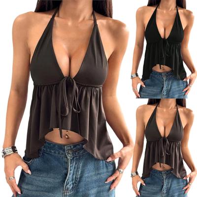 Women's Fashion Summer  Strap Sexy Backless Sleeveless Camisole Slim Backless Top