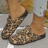 Fashion Fashion Leopard Print Mules Slippers Women 2025 Plus Size 35-42 Platform Clogs Shoes Woman Buckle Design Half Slippers Female