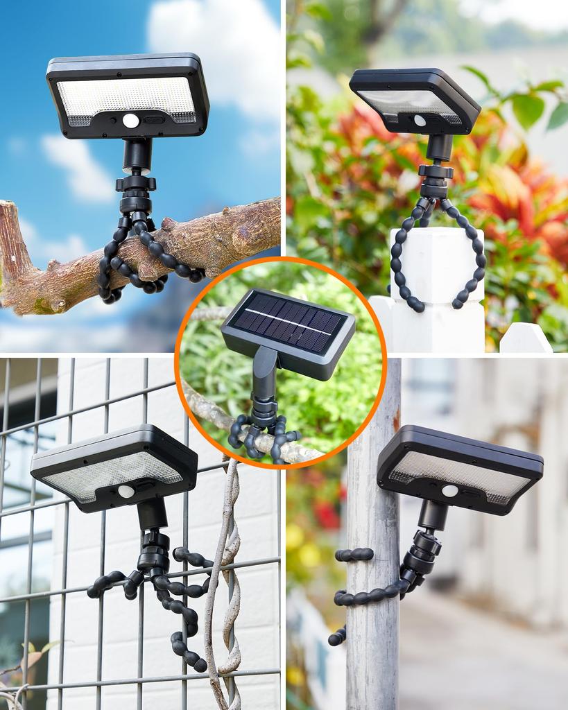 LIFENGSOLER 92 LED Solar Light, Outdoor, IP65 Waterproof, with Flexible Tripod & 360-Degree Adjustable Lamp, USB Rechargeable, Solar-Powered, Motion S