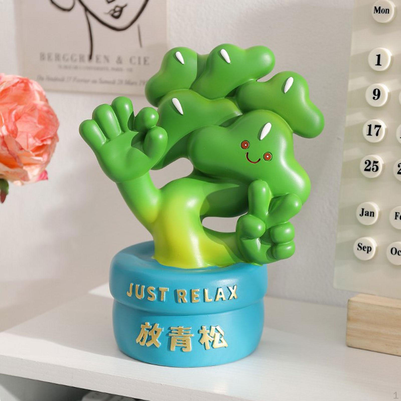 

Resin Artificial Plant Statue Desk Figurine Home Decor Year Gift Decoration Ornament Potted Green Blue