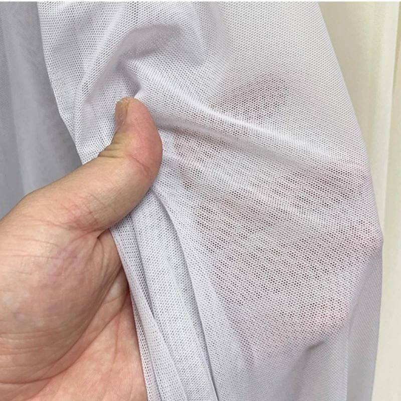 Wide 150cm Nylon Mesh Fabric Spandex High Elastic Dense Black White for DIY Sewing Lace Shirt Stockings
