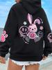 Felpe con cappuccio da donna stampate casual hip hop street alla moda, oversize, larghe, nuove, autunnali, in pile caldo