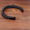 Punk Men Braid Bracelet Multilayer Leather Natural Stone Beaded Bangle Stainless Steel Magnetic Clasp Male Jewelry