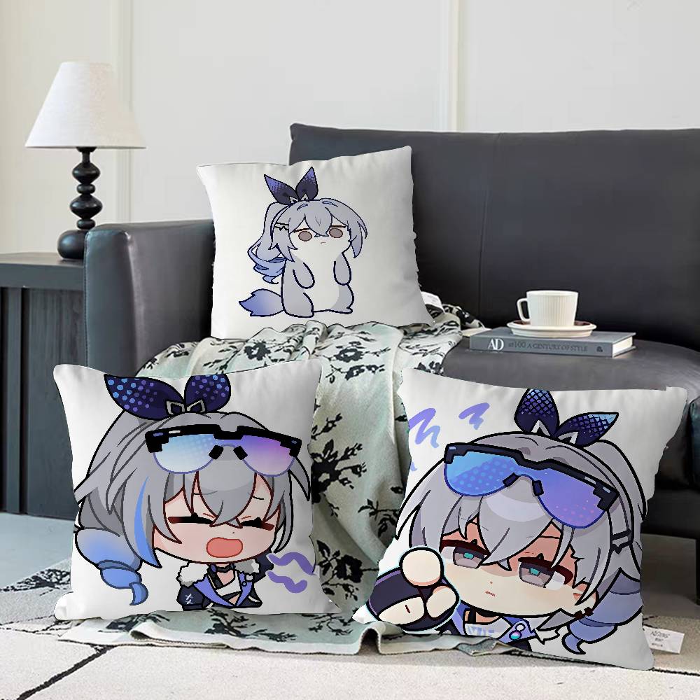 GAME Characters Silver Wolf Cushion Cover Car Throw Pillow Case For Sofa Car Christmas Gift 40x40cm 45x45cm