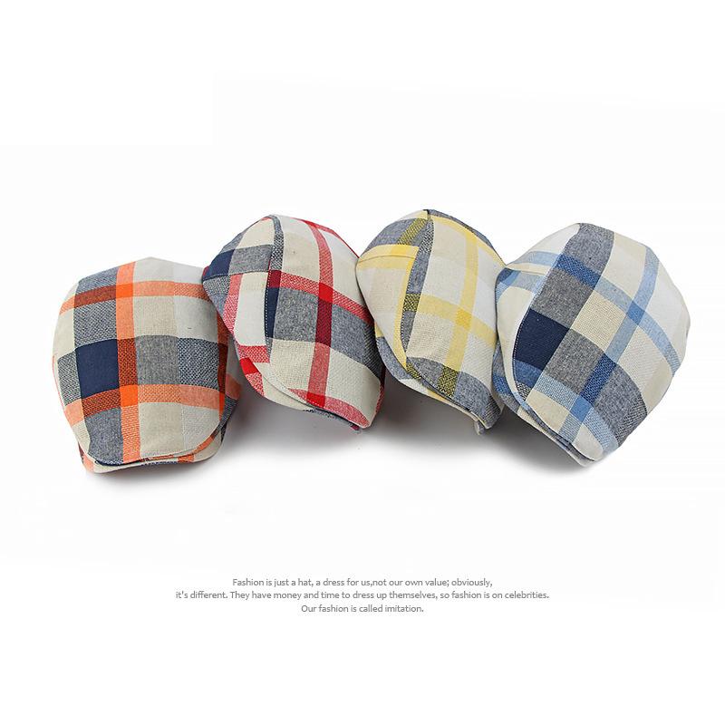 Men Women's Beret Plaid Cap Vintage Paintwork Hat