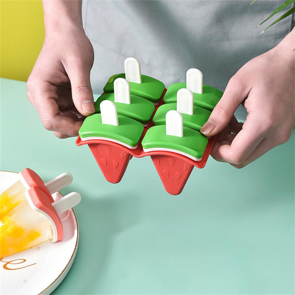 4 Stück Wassermelonen-Form Eiswürfelform, Eis am Stiel-Hersteller mit Deckel, DIY Hausgemachtes Eiscreme-Werkzeug, Auslaufsicheres Design für Gefrorene Leckereien