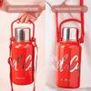 Large-Capacity Thermos Cup for Boys, Stainless Steel Tea Cup for Girls and Children, Outdoor Student Sports Water Bottle with Strap