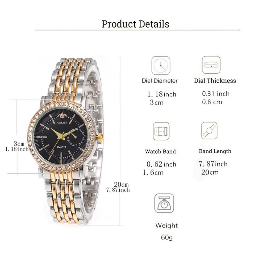 Casual Quartz Wristwatch Alloy Band Ladies Dress Watch Fashion Diamond Inlaid Watch Women's