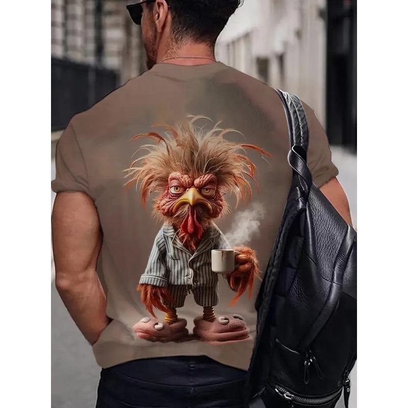 Men's Casual Round Neck 3D Printed T-shirt Lightweight and Comfortable To Wear In Summer Trendy and Fashionable Versatile Cartoon Pattern T-shirt