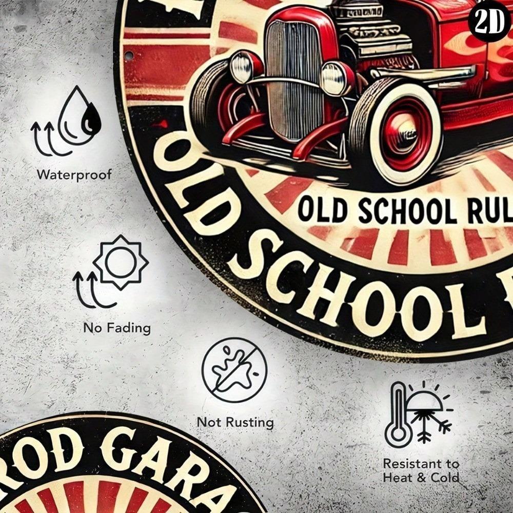 Premium Vintage Hot Rod Garage Metal Sign Round Mechanic On Duty Custom Festival Decor