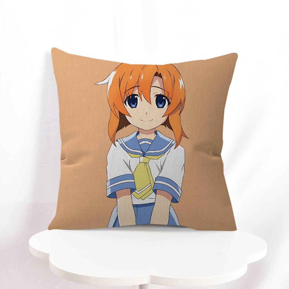 

H-Higurashi When They Cry Pillow Covers Cartoon Sofa Decorative Home Double-sided Printing Short Plush Cute Cushion Cover 16x16Inch