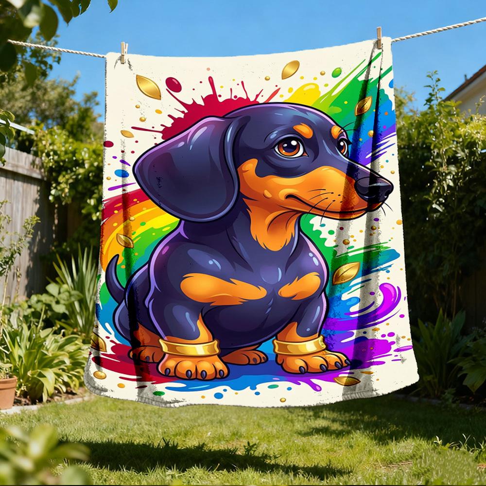 

1pc Dachshund RainbowOutdoor Blanket, Soft And Comfortable Blanket, Casual Warm Outdoor Blanket, Good Birthday Gift yy260328071 75x90cm