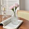 Retro Embossed Transparent Glass Vase: French-Inspired Luxury Home Decor for Living Room
