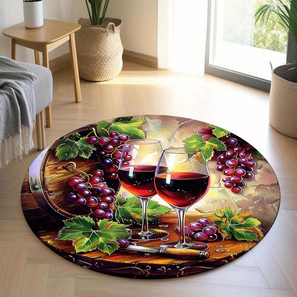 1 Piece Grape Wine Office Chair Mat Round Rug Suitable For Living Room Bedroom And Kitchen Home Decoration Room Decoration Gift For Friends And Family