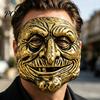 Masque de Clown Effrayant Réaliste Masque Facial Vintage Halloween, Or Argent Accessoire Sinistre Vision Confortable pour Fête, Costume Mascarade Maison Hantée Cosplay