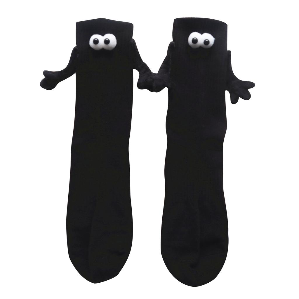 1/2Pair Fashion Socks for Adult Funny Magnetic Hand in Hand Black White  Mid-Tube Socks Cartoon Couple Socks Holiday Party Gifts
