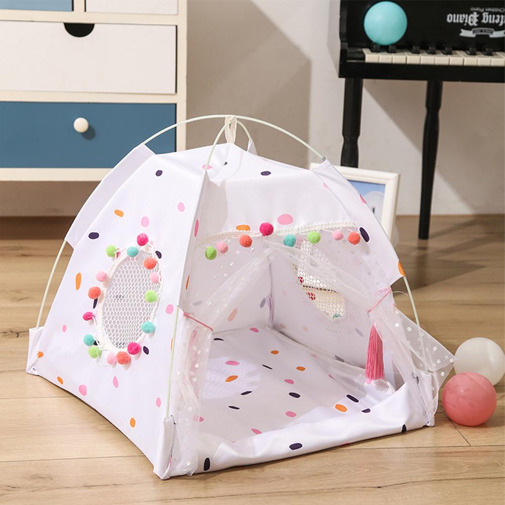 Pet Princess Style Tent With Breathable Windows Door Detachable Washable Kennel Shelter House For Dogs Cats