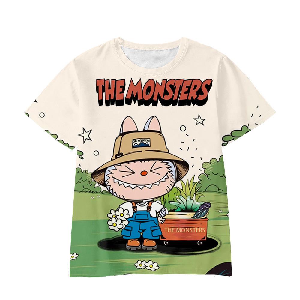 

Детские футболки с коротким рукавом с принтом Лабубу для маленьких мальчиков и девочек 160