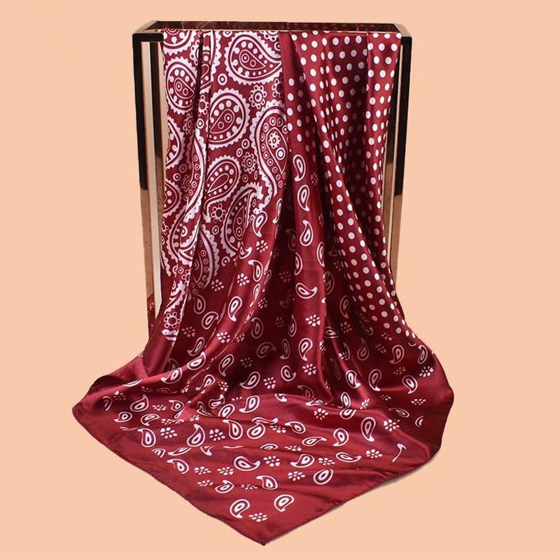 High Quality Polka Dot Square Scarf Women Designer Twill Silk Scarf Shawl Hijab Luxury Bandana Fashion Neckerchief HeadScarf