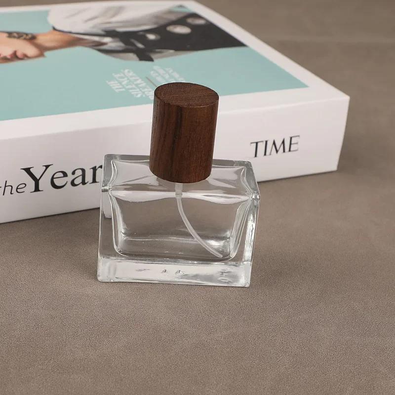 

1 шт., 30 мл, 25 мл, крышка из дерева бука и ореха, портативная высококачественная парфюмированная стеклянная распылительная бутылка, замена большой емкости