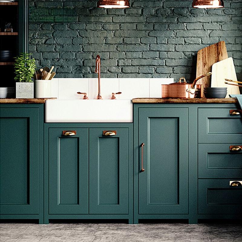 Ciemnozielona Samoprzylepna Tapeta Sypialnia Szafka Kuchenna Naklejki na Mebel PCV Wodoodporna Winylowa Okleina Ścienna Dekoracja Domu