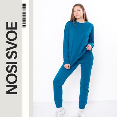 Sportif Kadın Eşofman Takımı – Nervürlü Manşetlere Sahip Rahat Sweatshirt ve Jogger Pantolon, Her Mevsim, 3371-057 HC