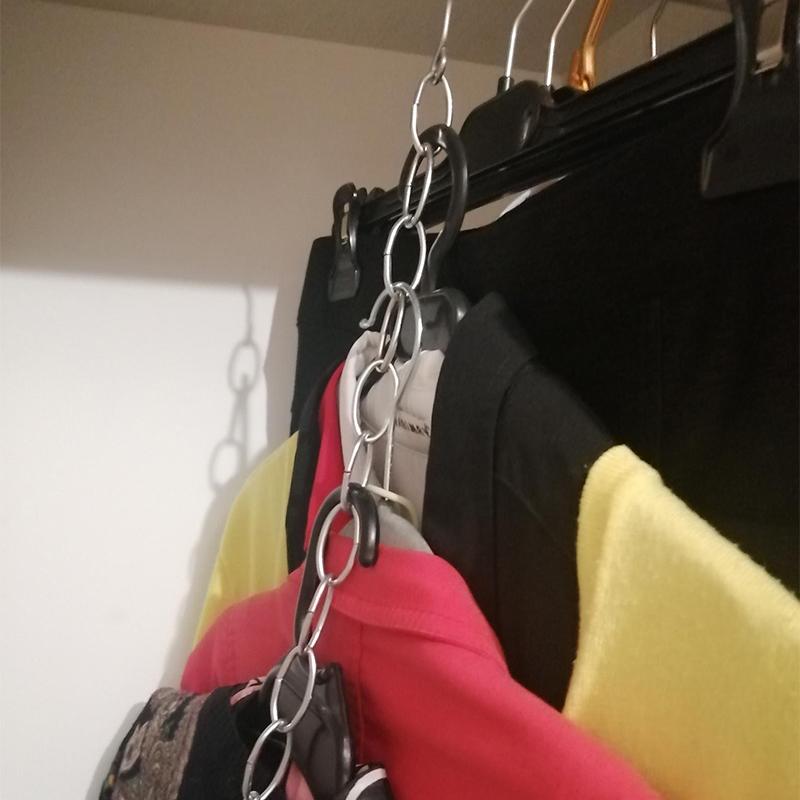 Stainless Steel Clothes Market Shop Display Hanging Chain Hooks With Ring Hanger 14 Hanging Hole Clothes Chain Holder Wardrobe
