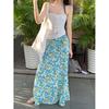 Pure Desire Wind Pleated Slim Tube Top Women's Summer New Floral Slim High Waist Skirt Fashion Suit