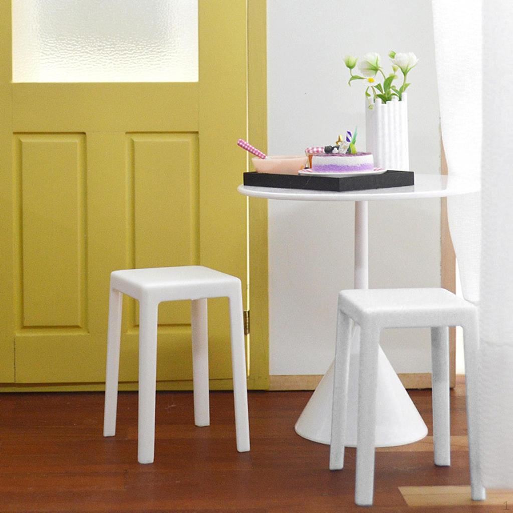 2 Pieces Dollhouse Mini Chair High Stool 1:6 Photo Props Furniture for DIY
