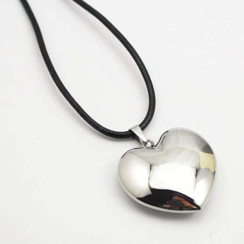 

Gold Color Simple Love Heart Pendant Choker Necklace Big Chunky Stainless Steel Thick Hollow Pendant Mirror Polish High Quality
