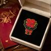 Enamel Flower Pin Set Bouquet Brooch for Women, Romantic Jewelry, Durable Floral Zinc Alloy Lapel Coats Dresses And Scarves Gold Edge Aesthetic