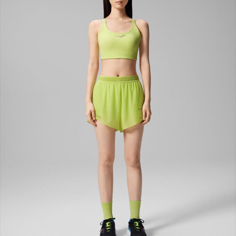 SAUCONY Professional Training Quick-Dry Breathable Double-Layer Sports Shorts Women Shorts New-Green SA1250DP63T-GE168