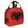 Flag of Albania Pattern Lunch Bag Waterproof Insulated Canvas Cooler Bag Thermal Cold Food Picnic Travel Tote for Women Children