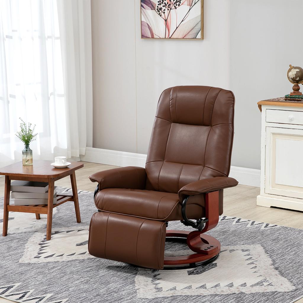 Recliner, Reclines 145 Degrees, Adjustable Footrest, Faux Leather, 360 Degrees Rotatable, Up To 120 Kg, Brown