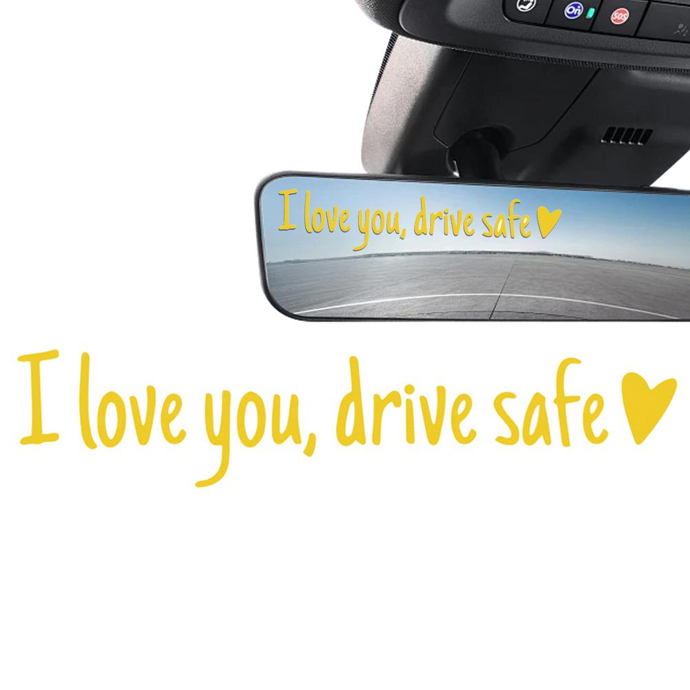 I Love You, Drive Safe Rearview Mirror Decal Heart-shaped Safety Reminder Durable Vinyl Car Decal Sticker For Women Drivers
