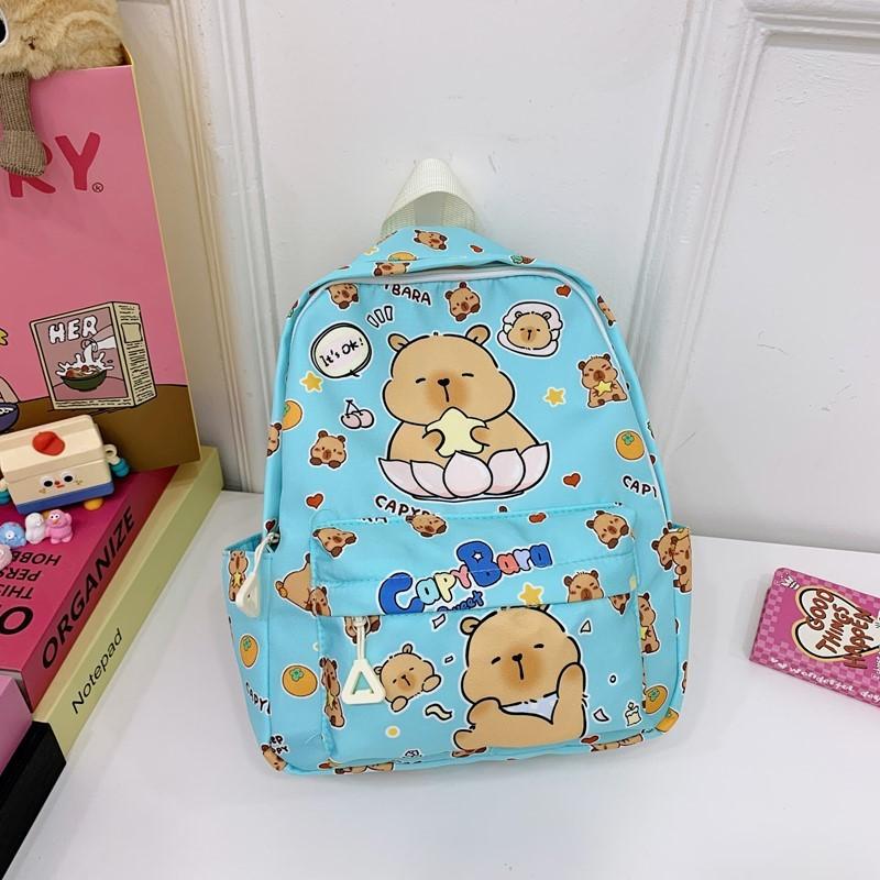 Cute School Childrens Bag With Cartoon Capybara Print For School Use Daily